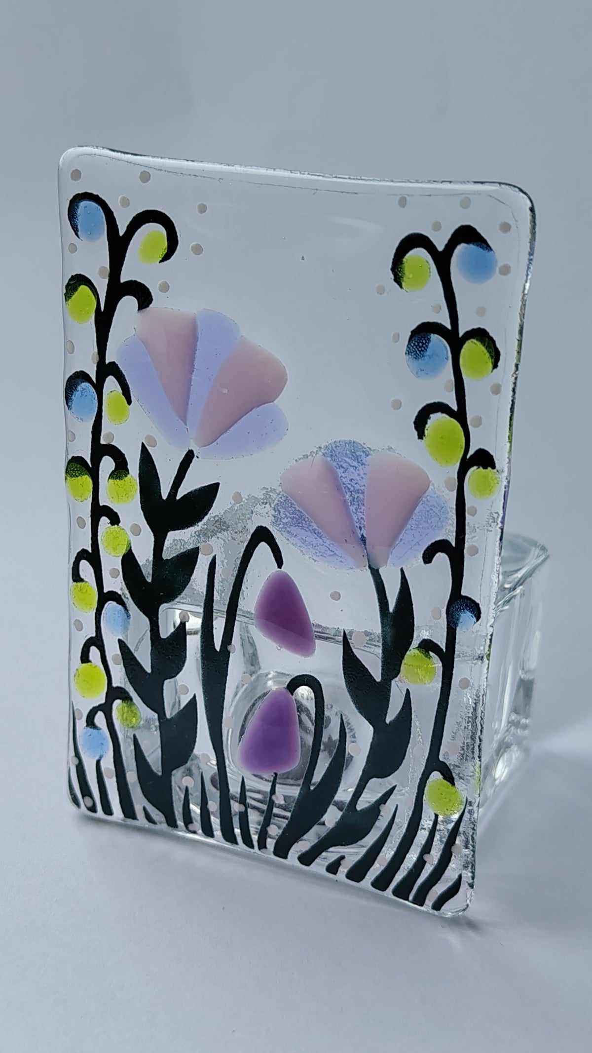 Fused Glass Floral Tealight Holder