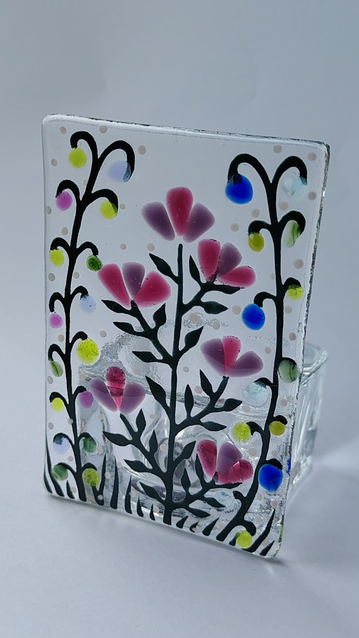 Fused Glass Floral Tealight Holder