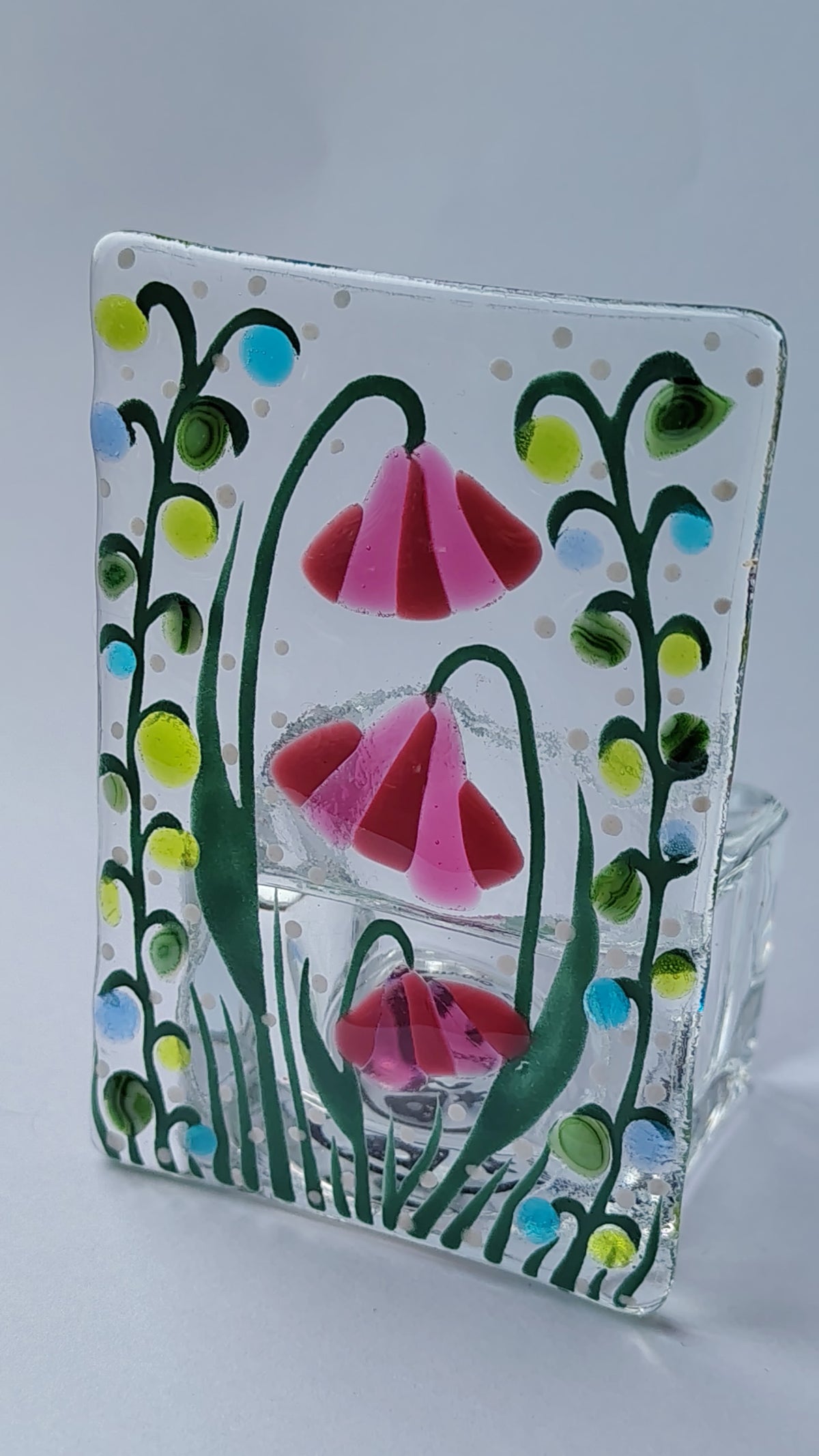 Fused Glass Floral Tealight Holder