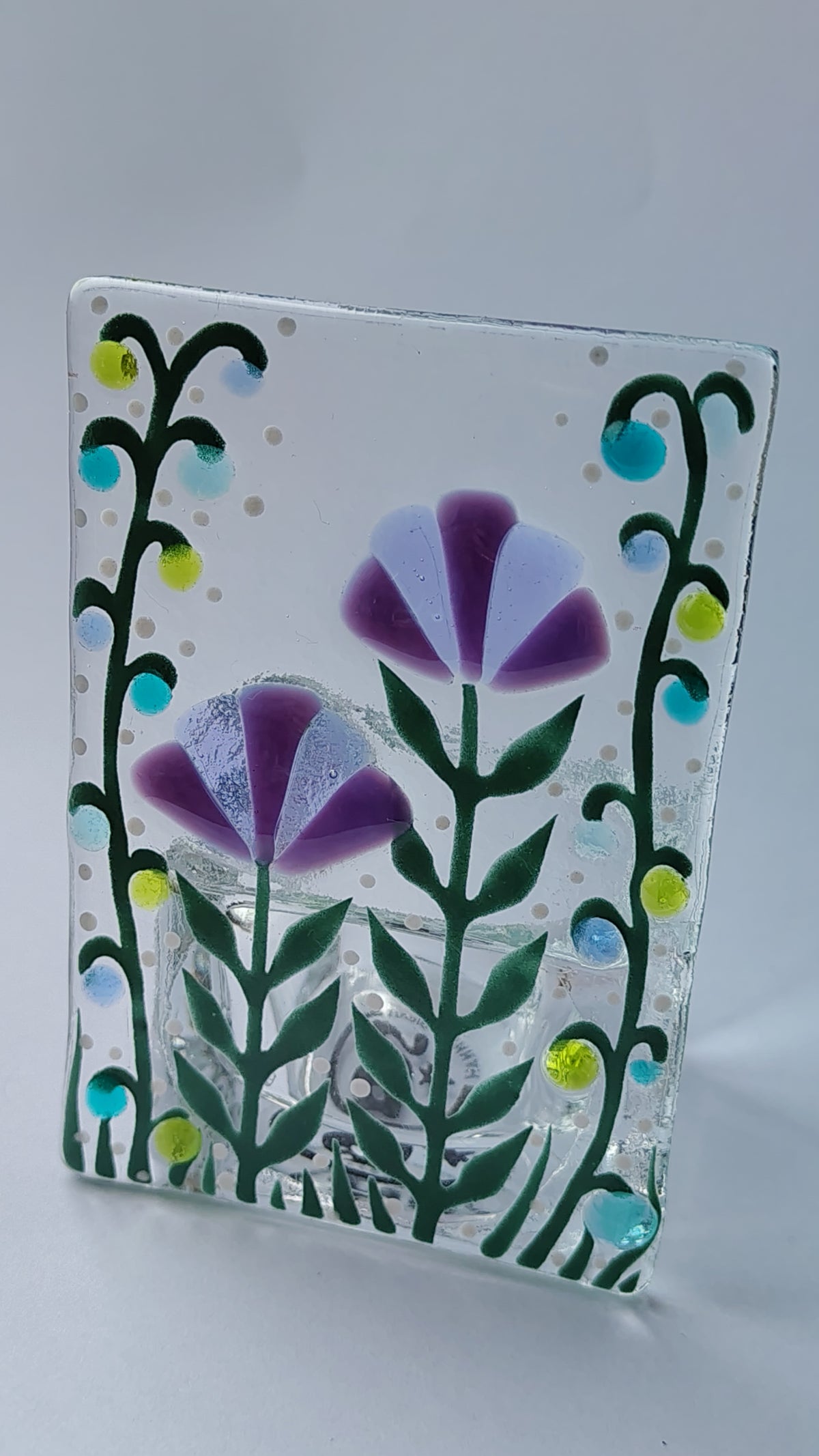 Fused Glass Floral Tealight Holder