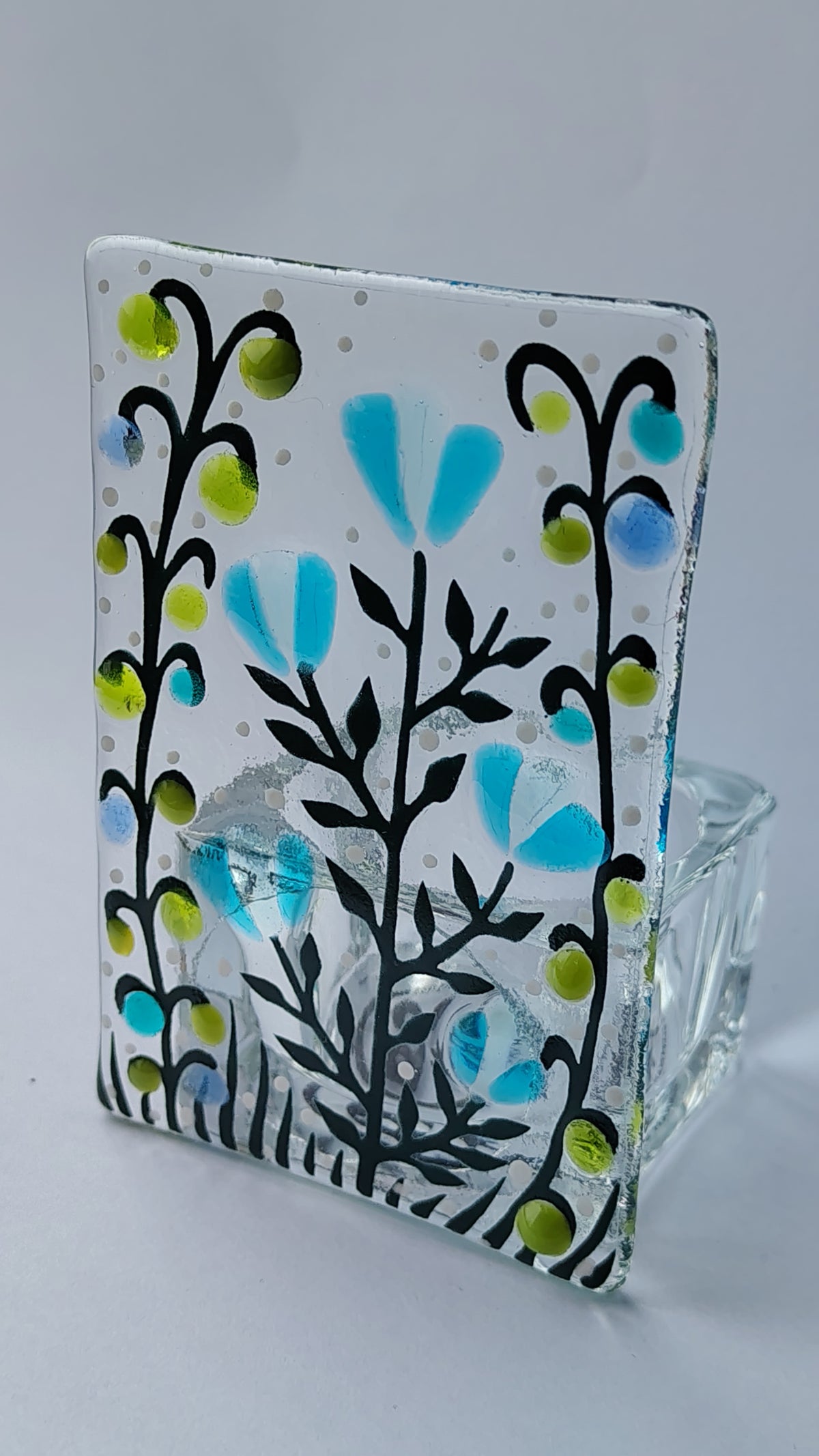 Fused Glass Floral Tealight Holder
