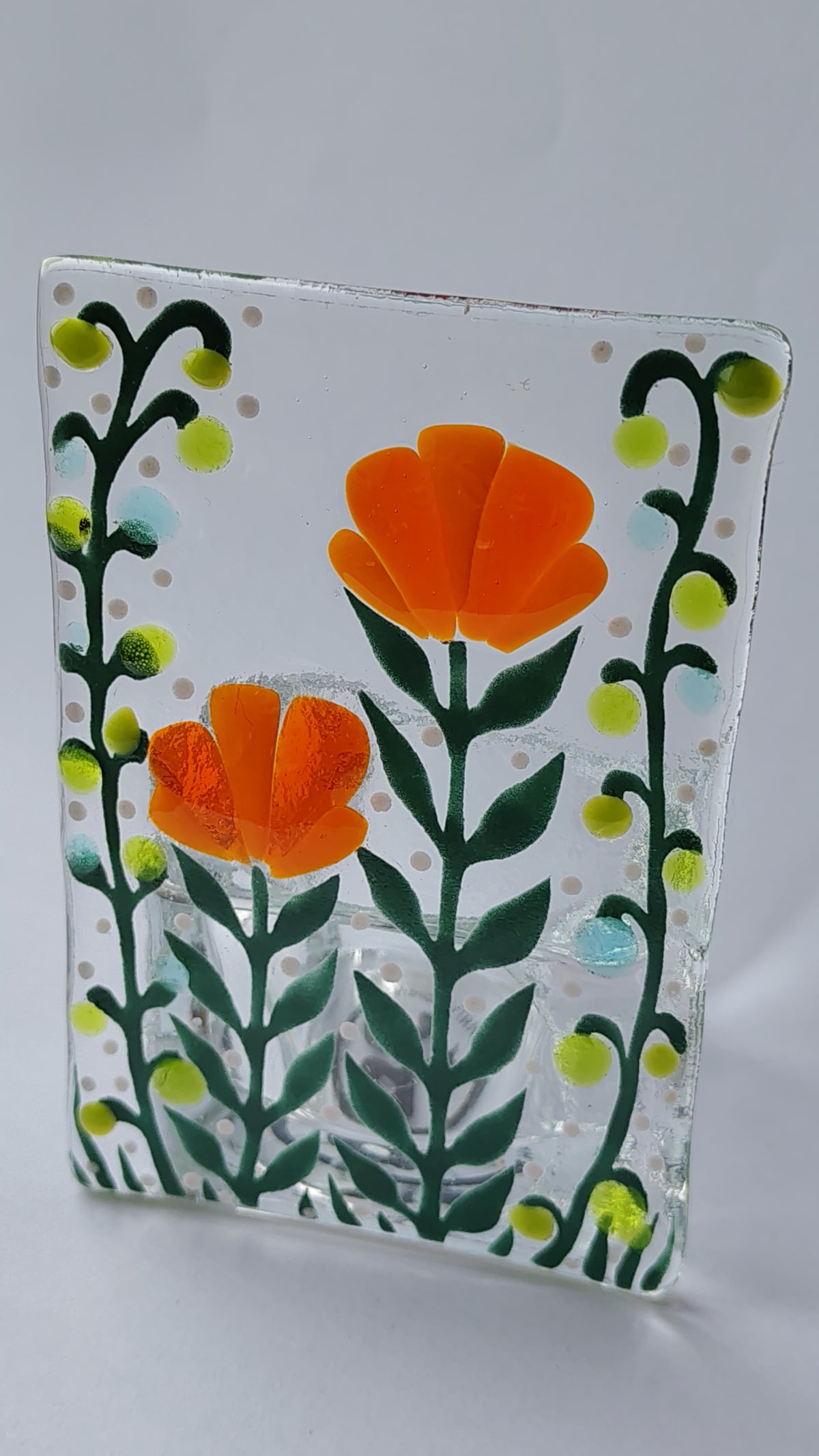 Fused Glass Floral Tealight Holder
