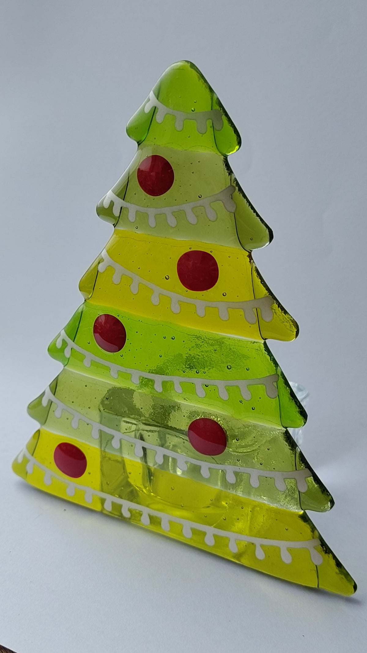 Fused Glass Christmas Tree Tealight Holder