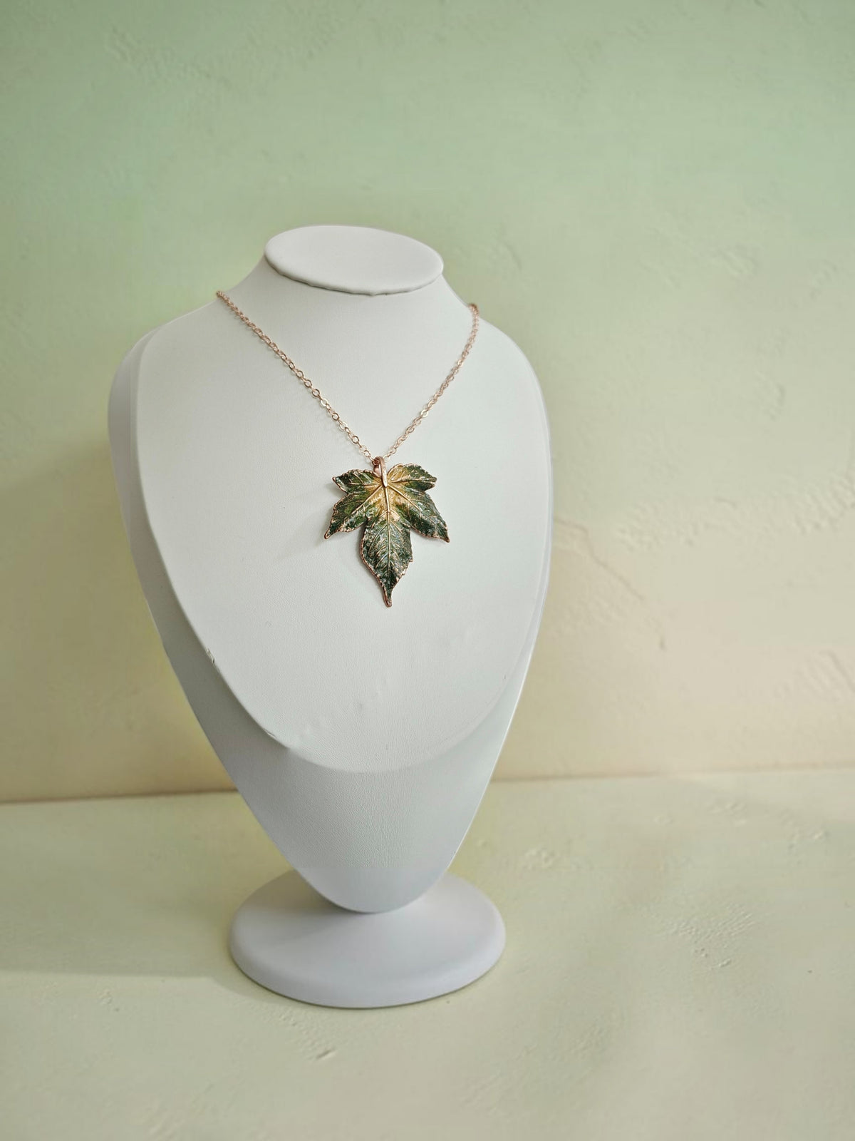 138 Olive Patina Maple Leaf Pendant