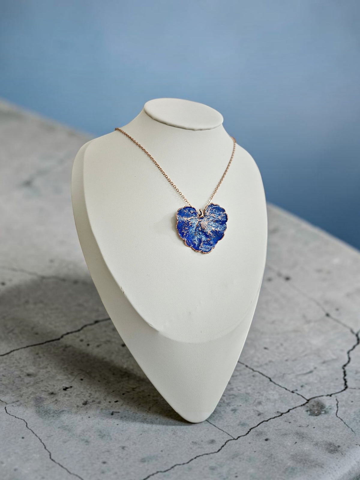 145. Alchemilla Leaf Pendant — Indigo Patina
