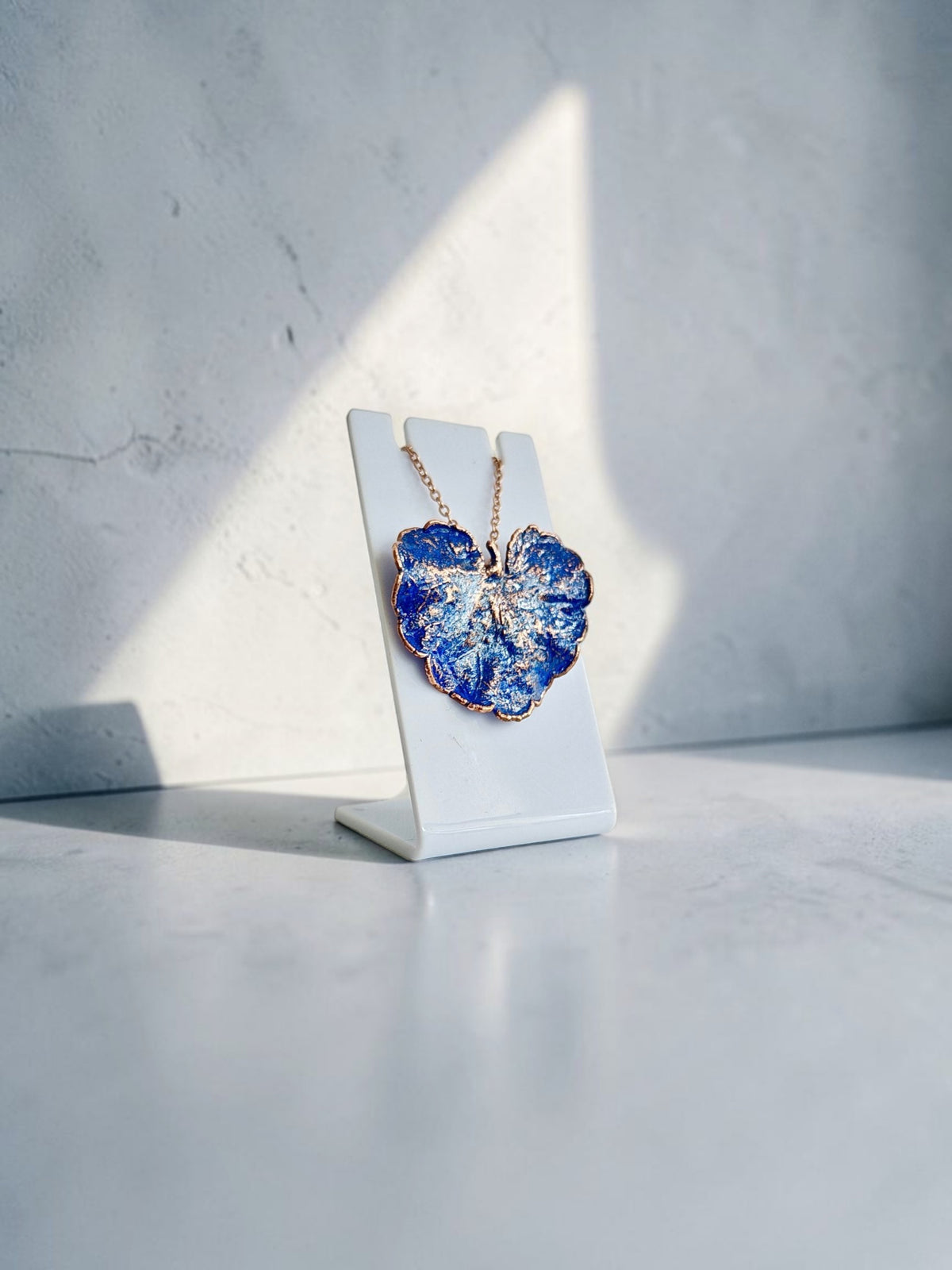 145. Alchemilla Leaf Pendant — Indigo Patina