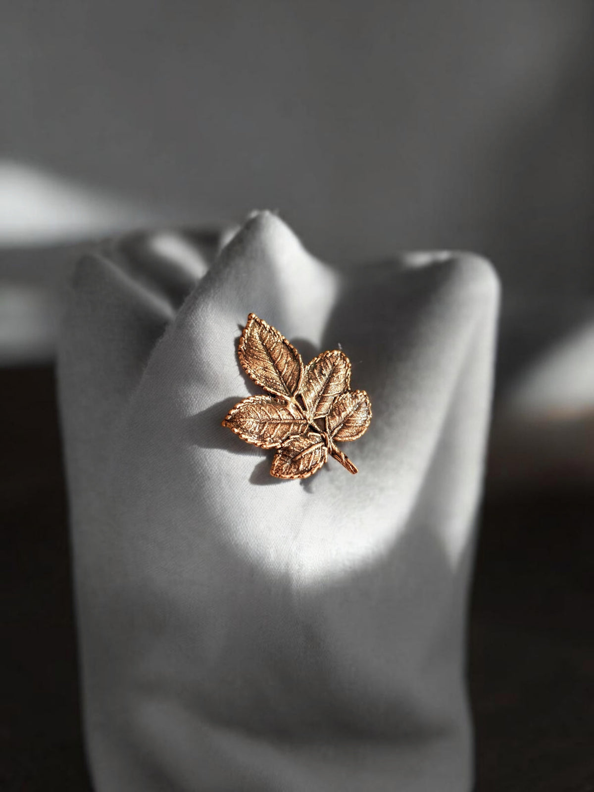148. Rosehip Leaf Brooch — Copper