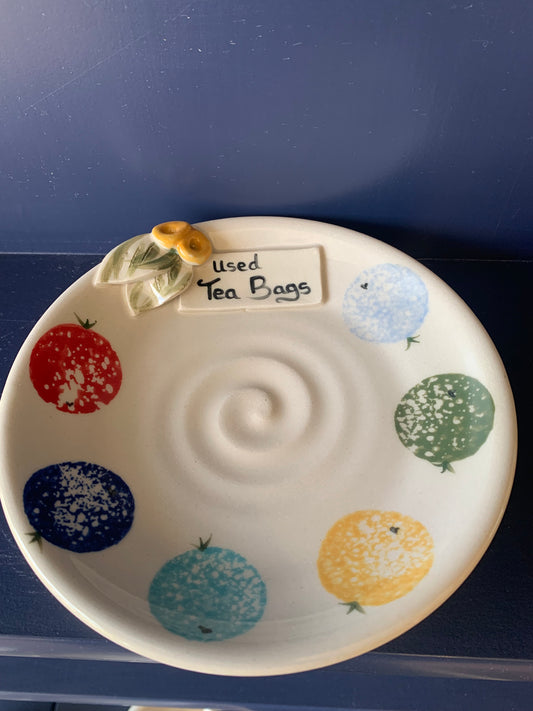 Used Tea bag plate