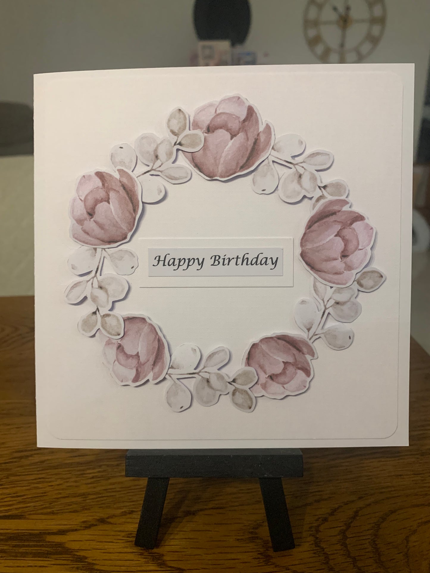 Happy birthday card floral wreath