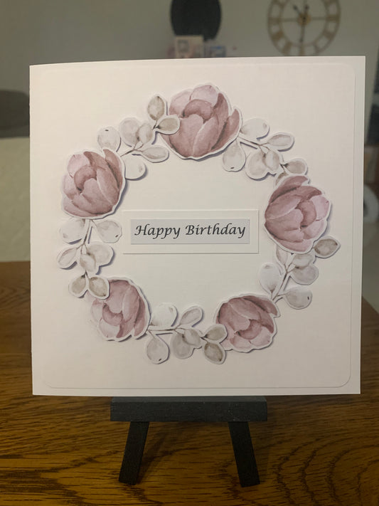 Happy birthday card floral wreath