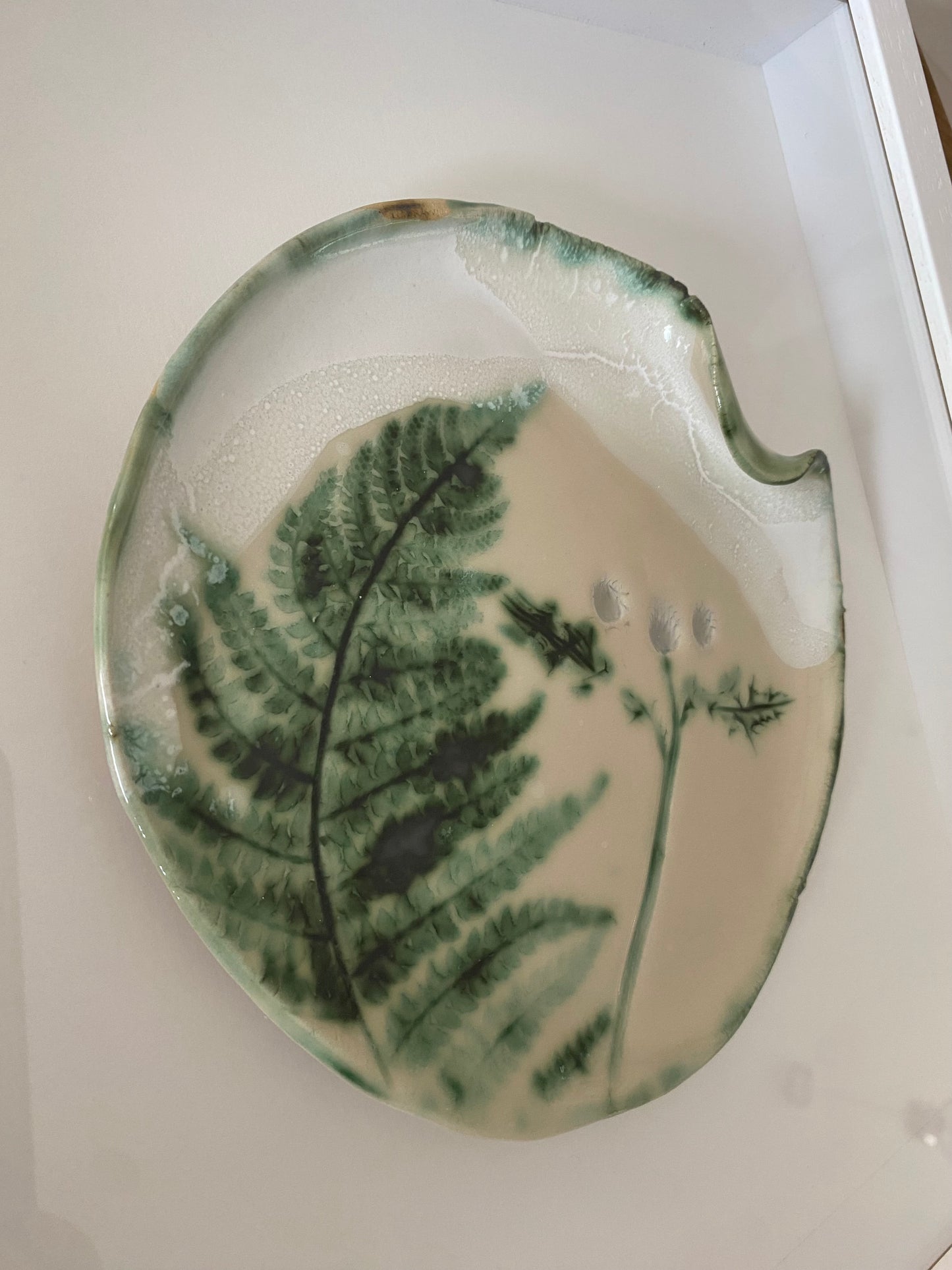 Large ceramic fern frame white