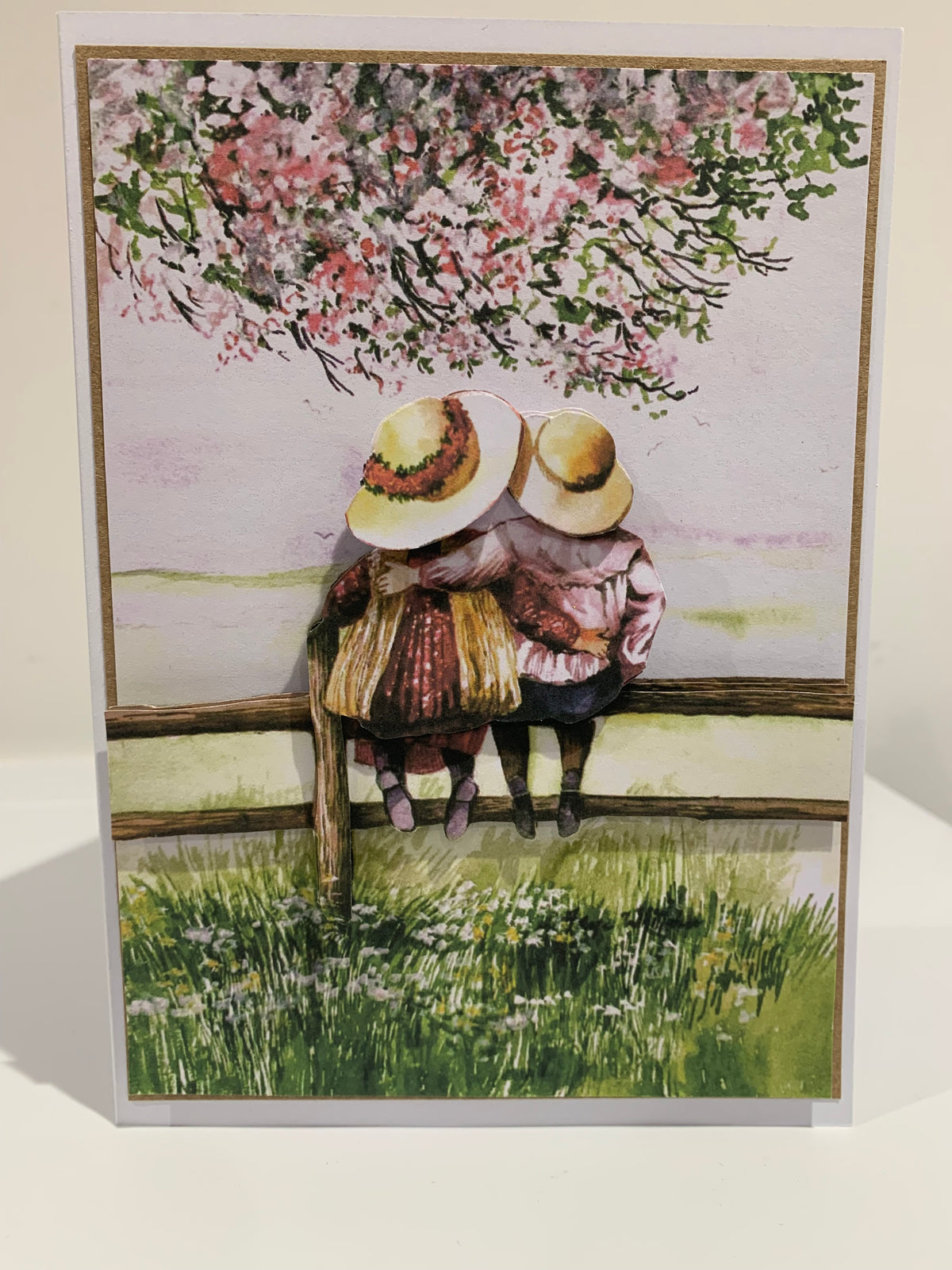 Girls on fence card