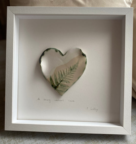 Large Fern Heart Frame White