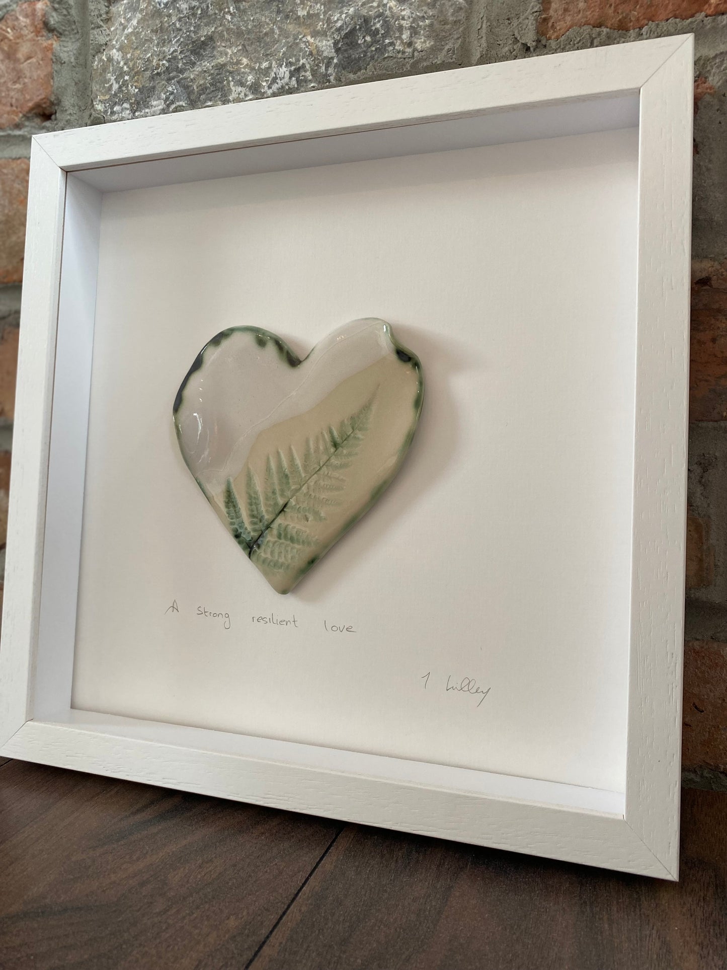 Large Fern Heart Frame White