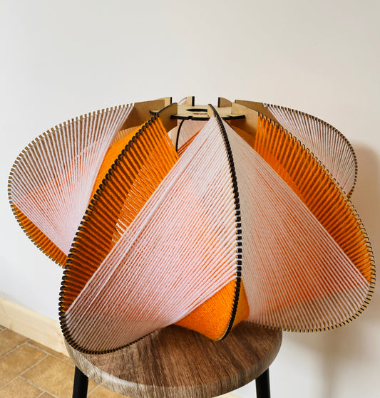 White & Orange Oval Lampshade