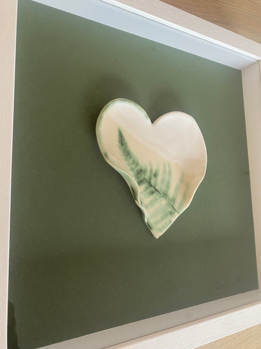 Large Fern Heart Frame Green