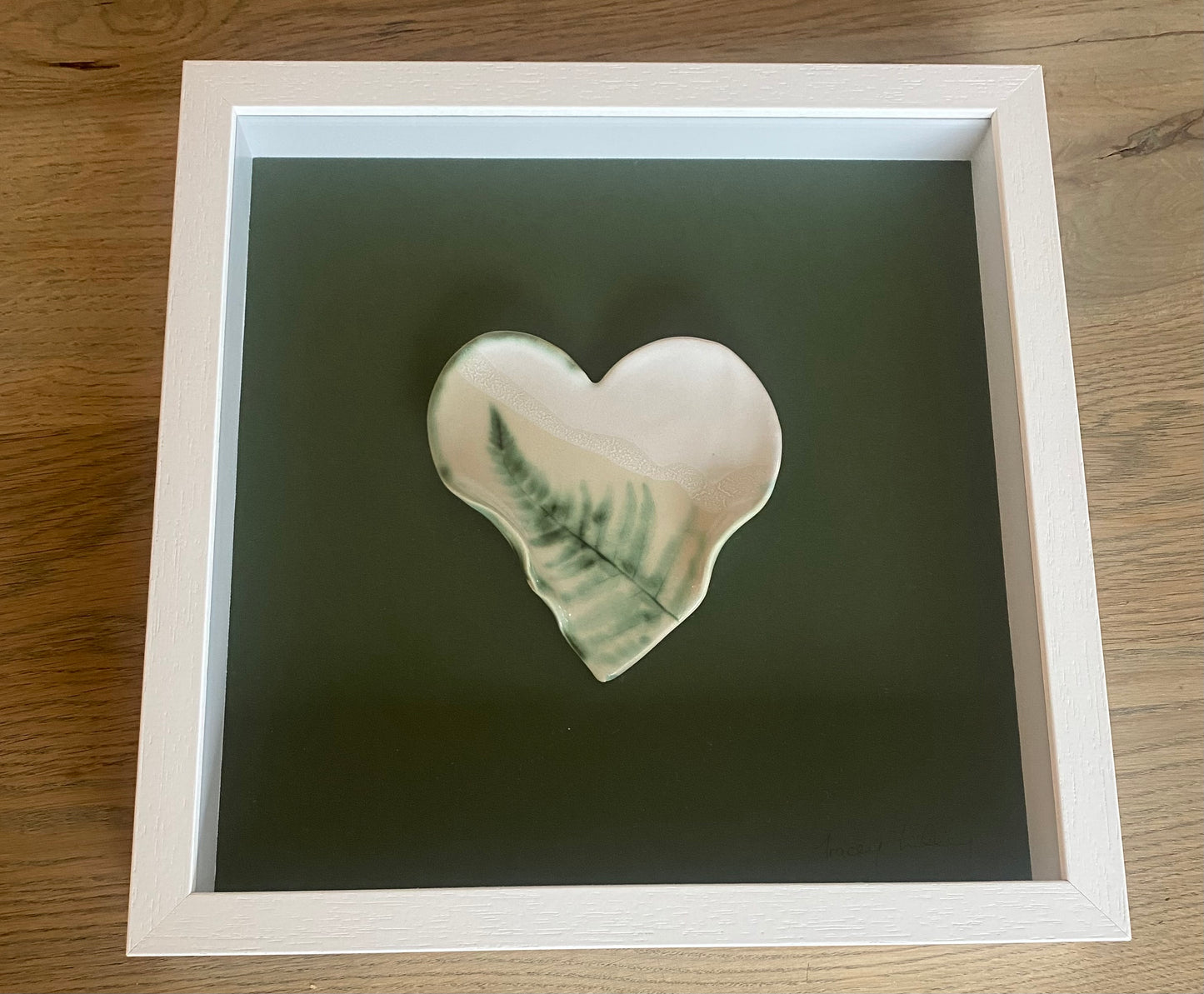 Large Fern Heart Frame Green