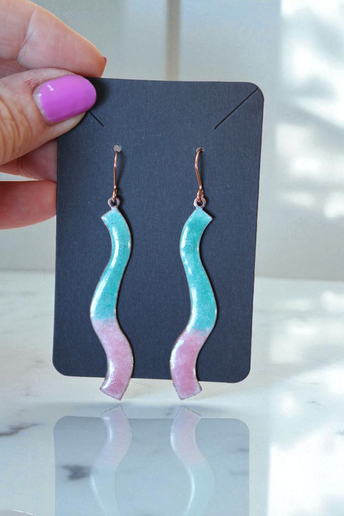 Wave Earrings Turquoise/ Pink