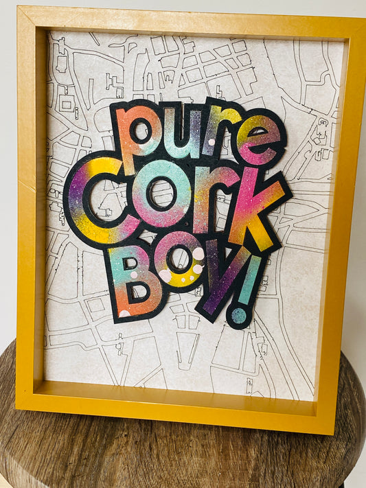 Pure Cork Boy - Framed Cork Sayings with Cork Map by Shady