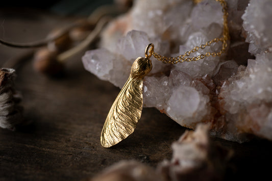 Gold Vermeil Sycamore seed pendant