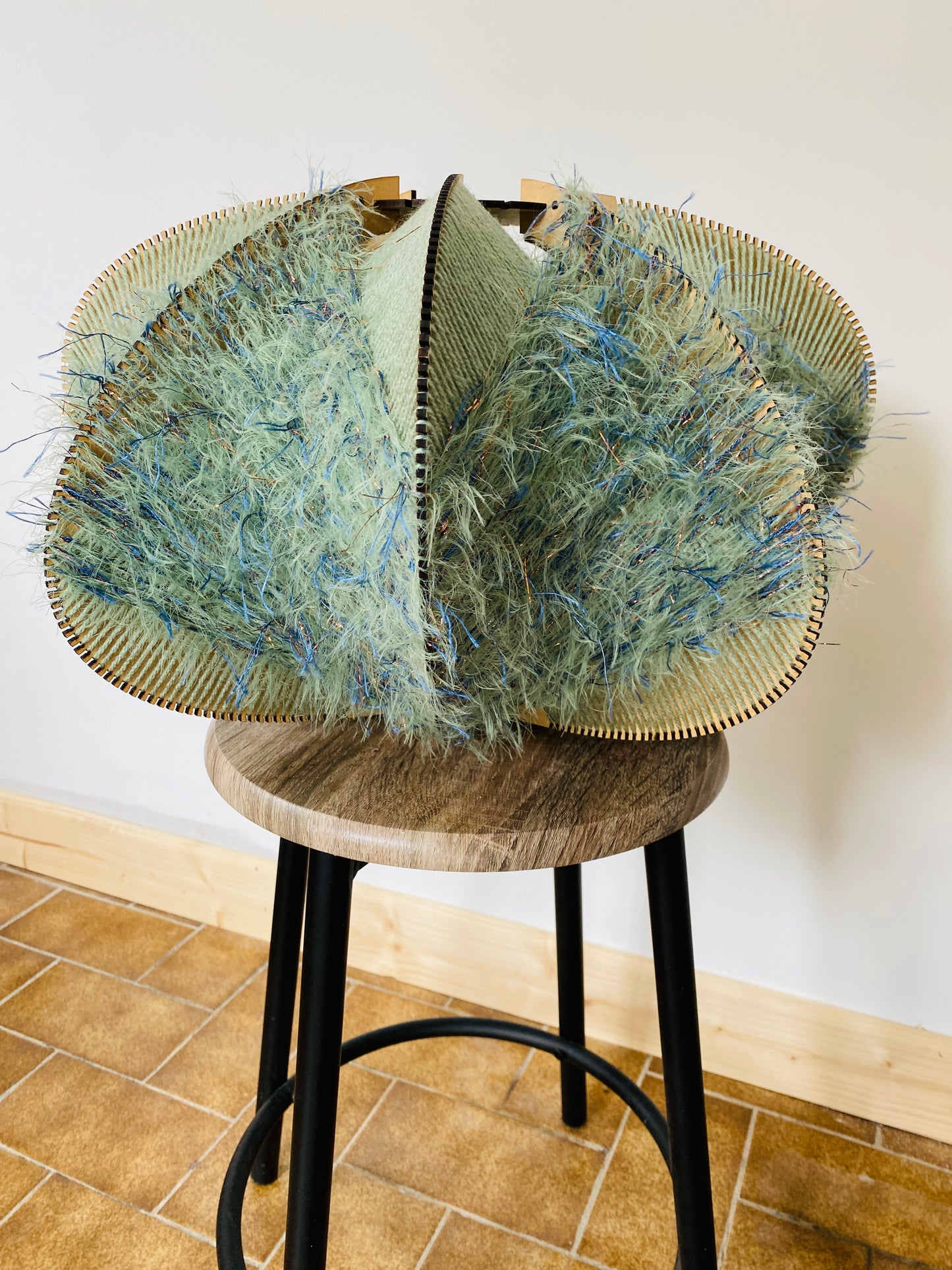 Fuzzy Green Oval Lampshade