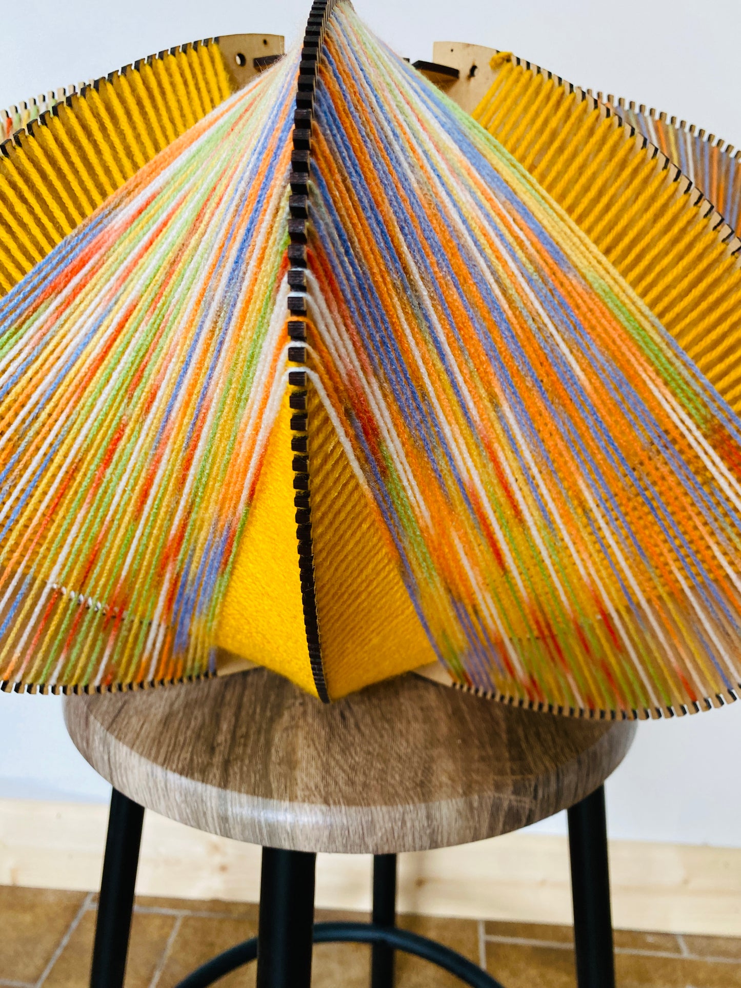 Yellow & Multicoloured Oval Lampshade