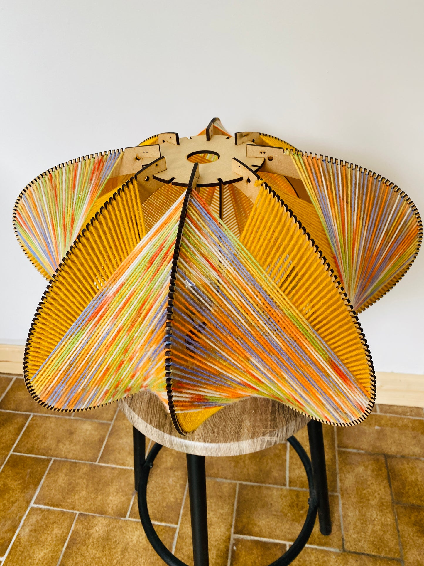 Yellow & Multicoloured Oval Lampshade