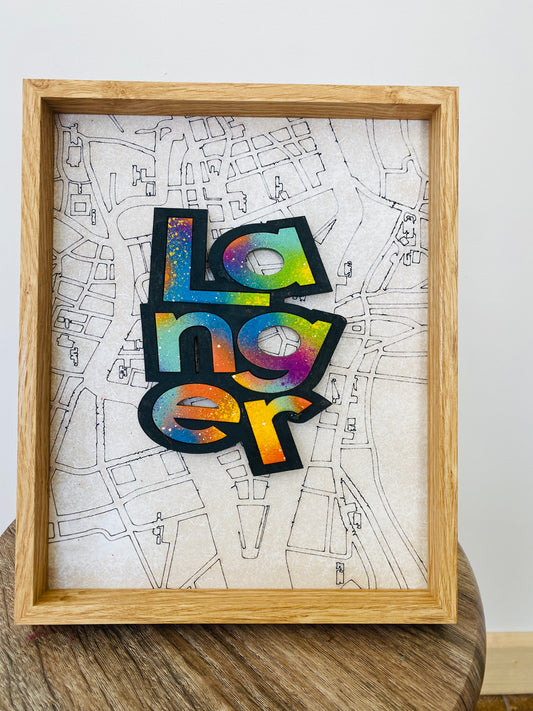 Langer - Framed Cork Sayings with Cork Map by Shady