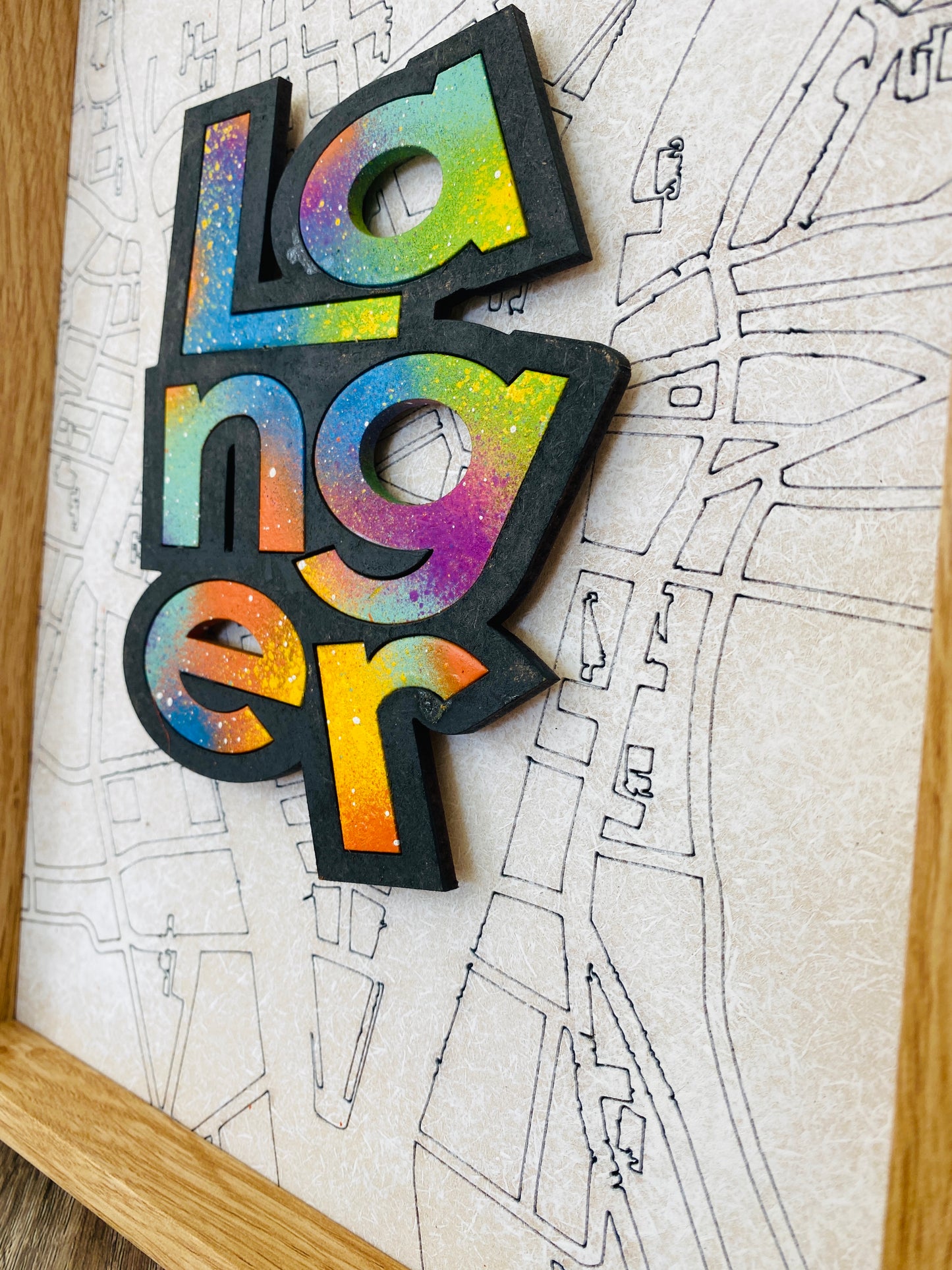 Langer - Framed Cork Sayings with Cork Map by Shady