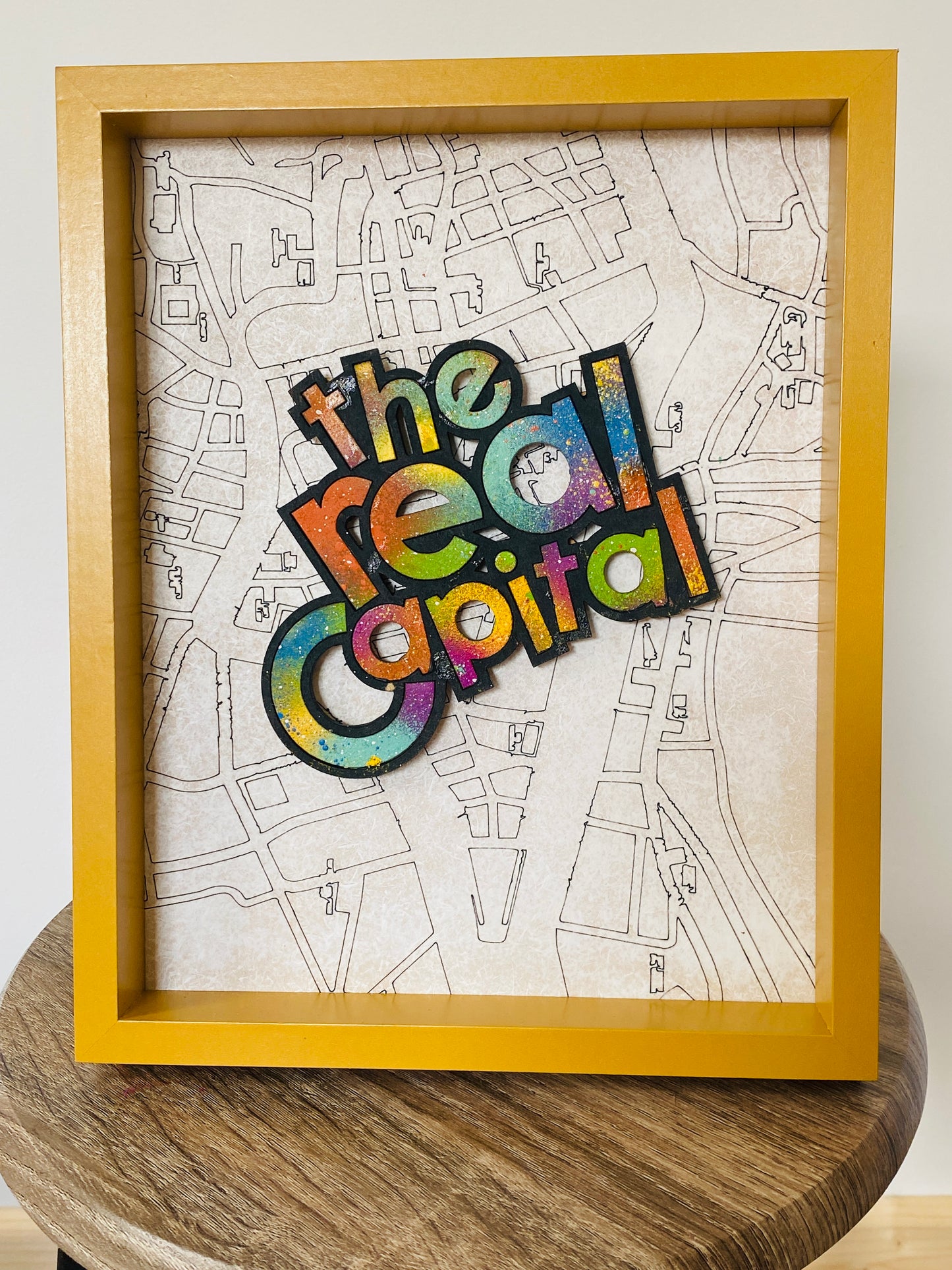 The Real Capital - Framed Cork Sayings with Cork Map by Shady