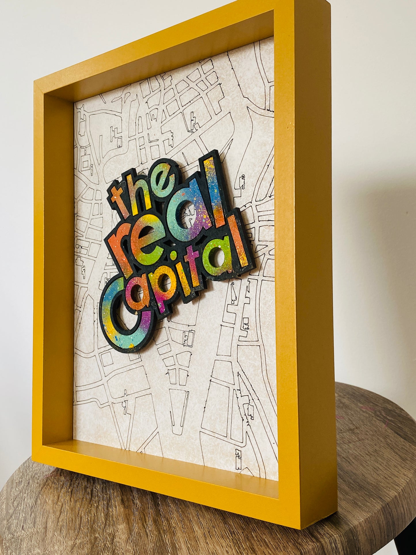 The Real Capital - Framed Cork Sayings with Cork Map by Shady