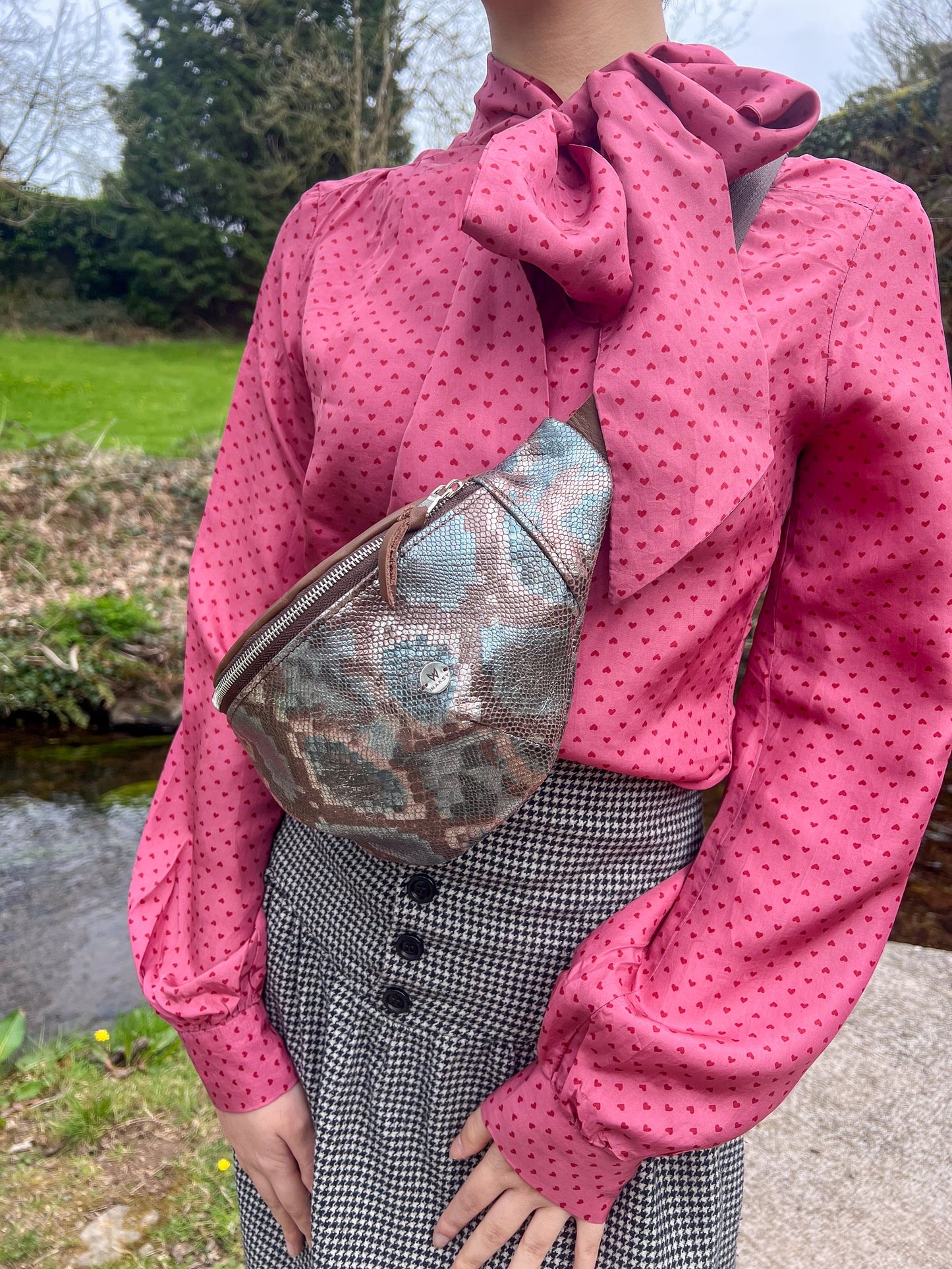 Leather Snake Print Bum Bag