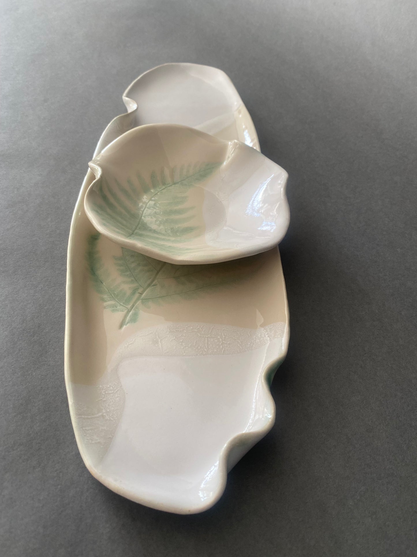 ceramic fern platter small & dish set