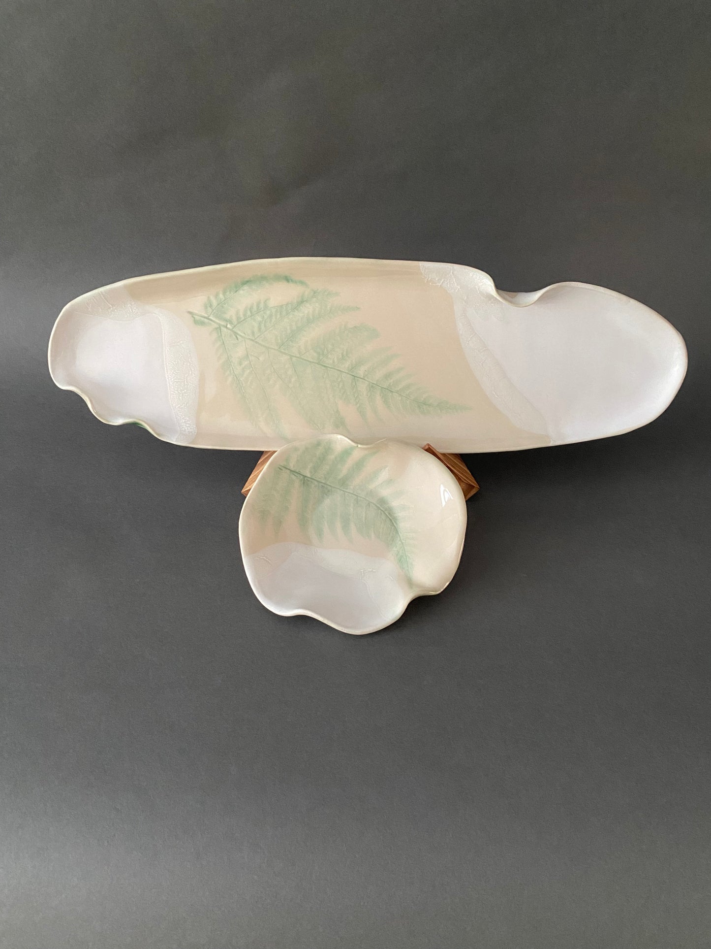ceramic fern platter small & dish set