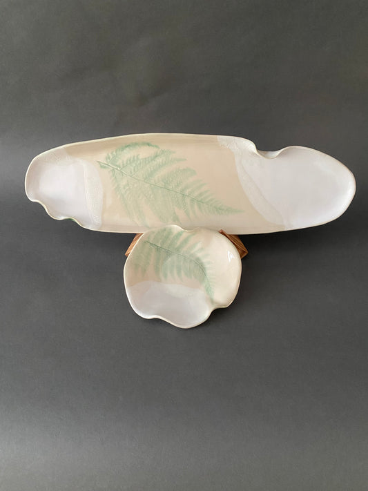 ceramic fern platter small & dish set