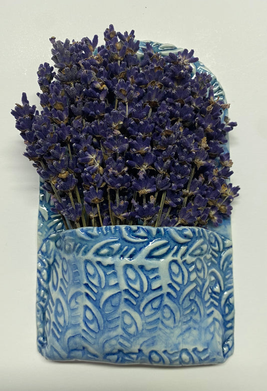 Flower Pocket- Blue Leaf pattern