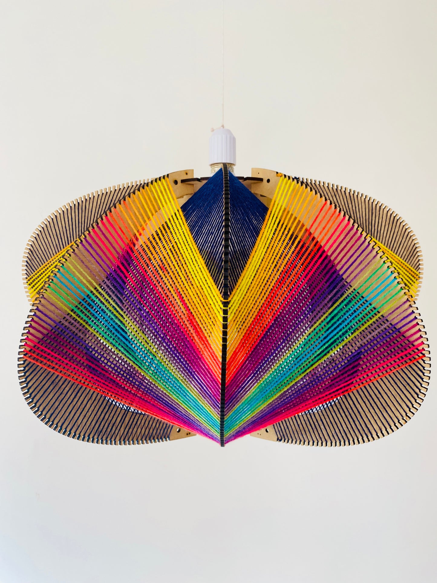 Bright Rainbow and Navy Oval Lampshade