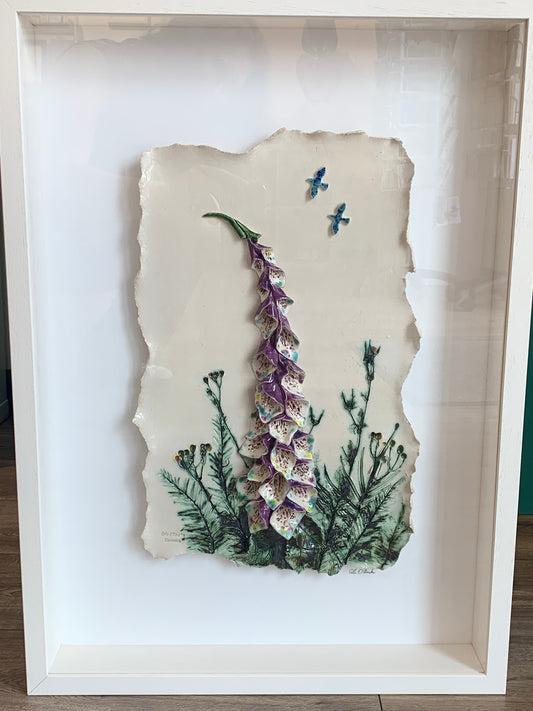 Framed ceramic foxglove