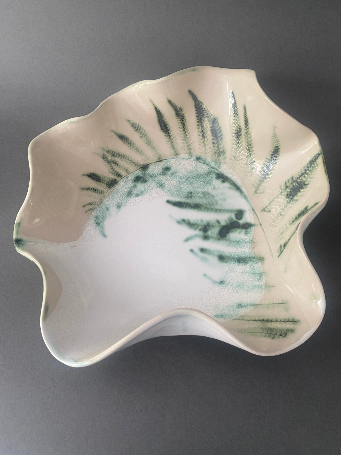 Large ceramic fern bowl