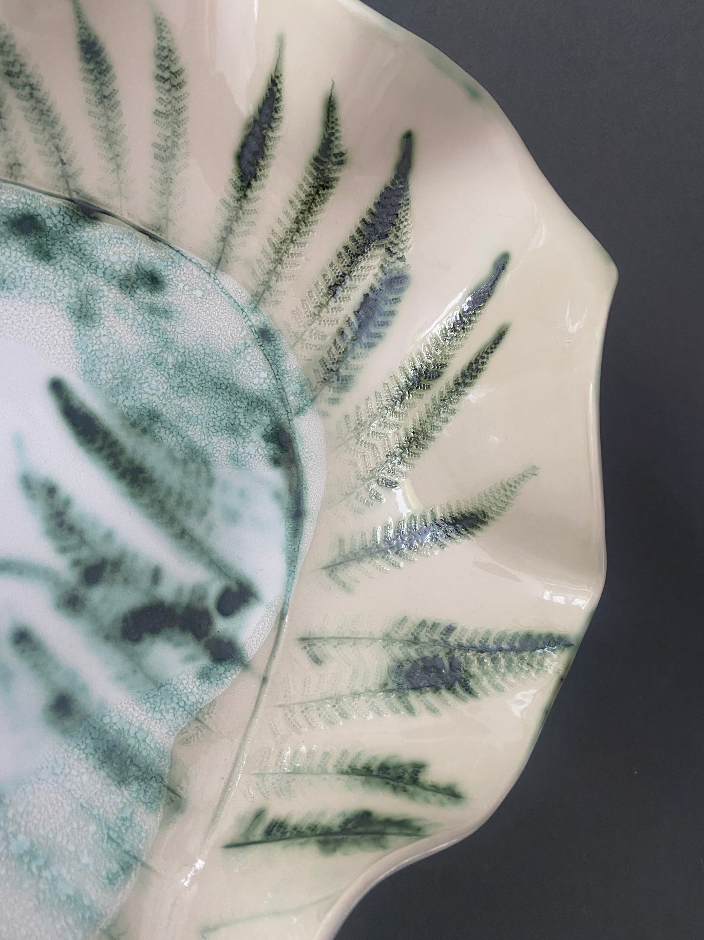 Large ceramic fern bowl