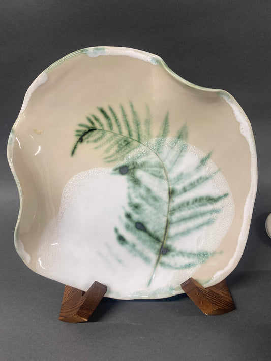 Decorative fresh fern imprint platter