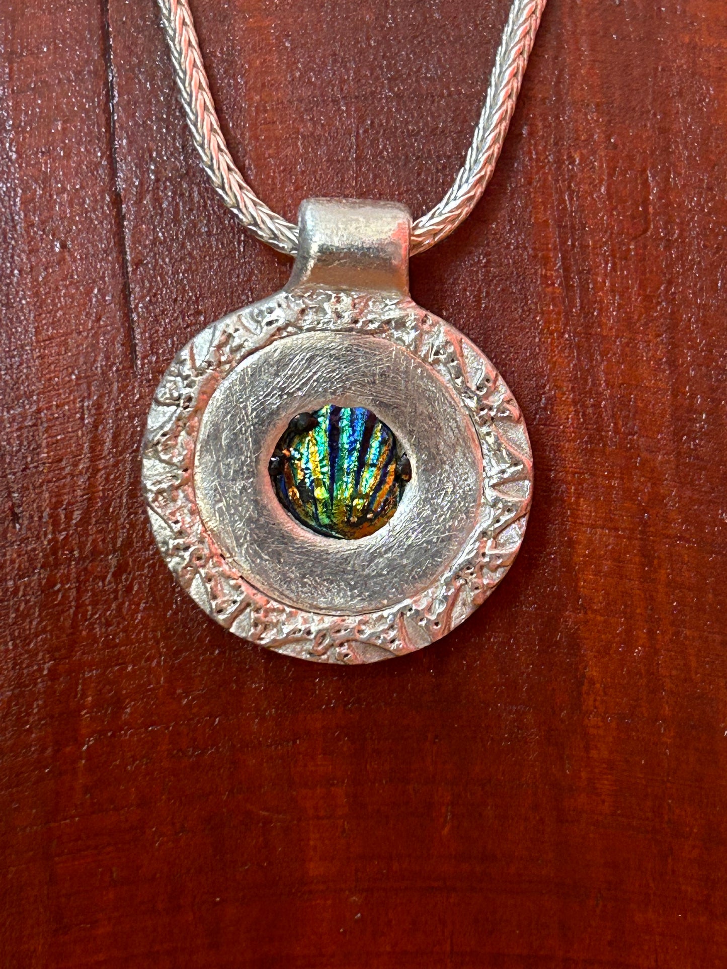 Dichroic glass pendant - round