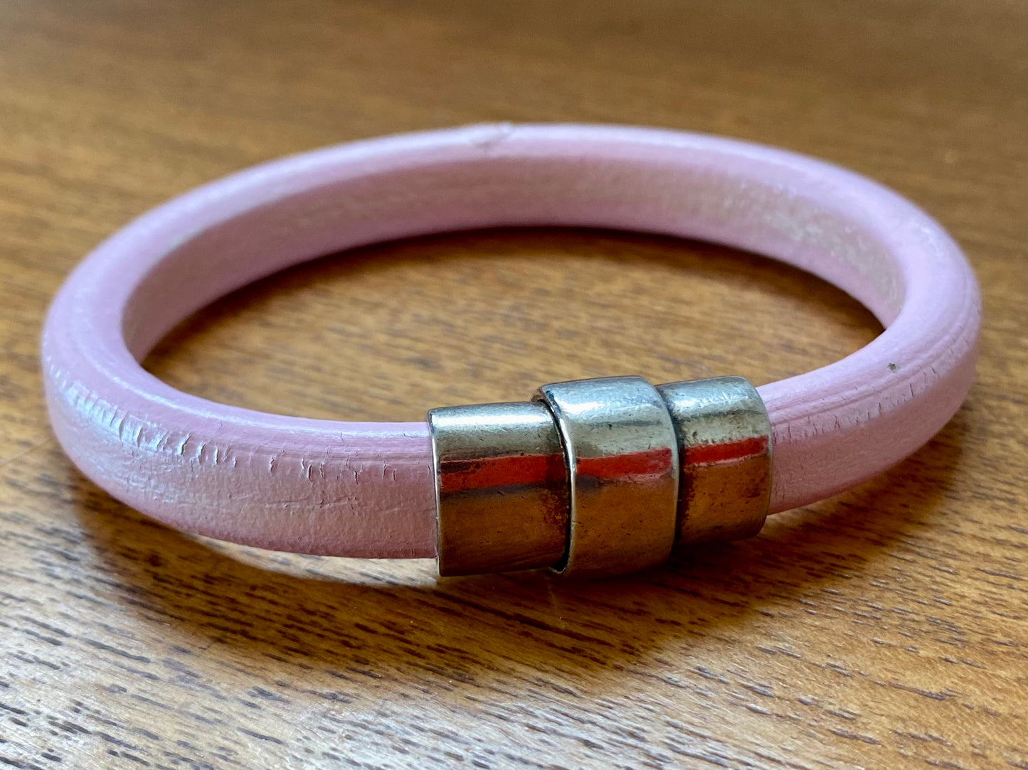 Barcelona Leather Bangle Pearl Rose