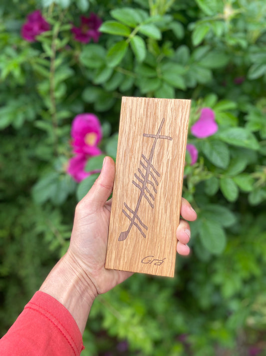 Grá (Love) Ogham Wooden Plaque Walnut Inlay in Oak
