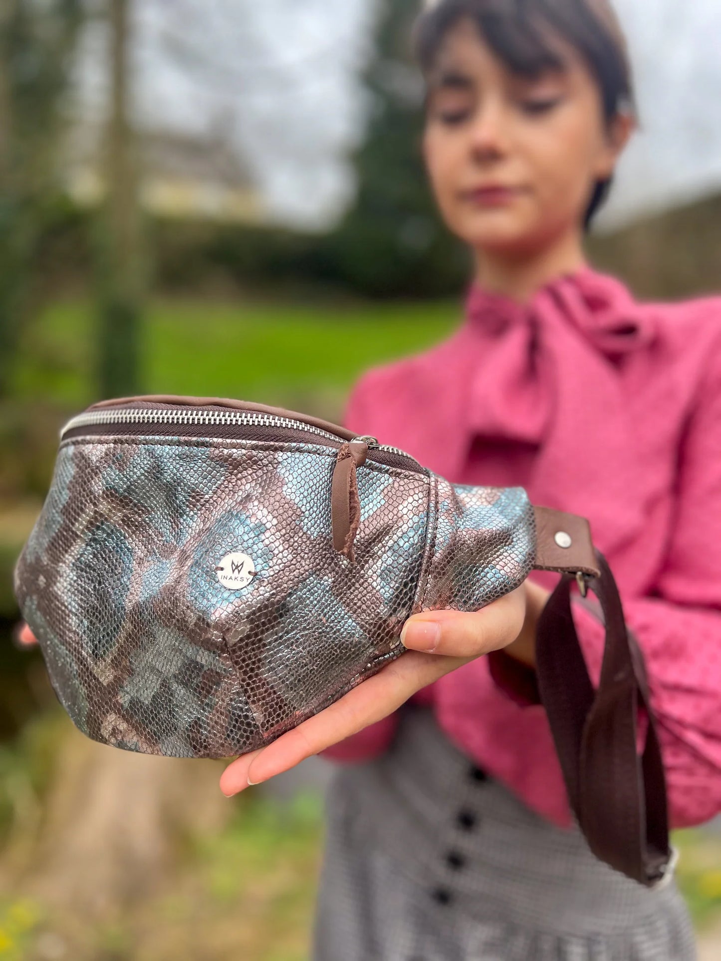 Leather Snake Print Bum Bag