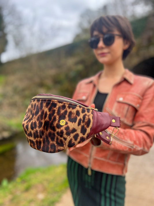 Leather Leaopard Print Bum Bag