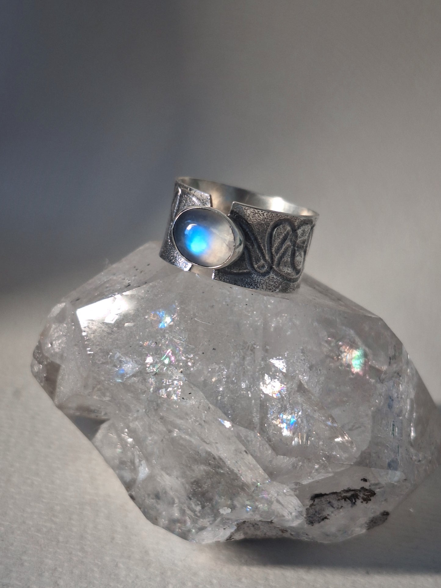 Organic texture Moonstone ring