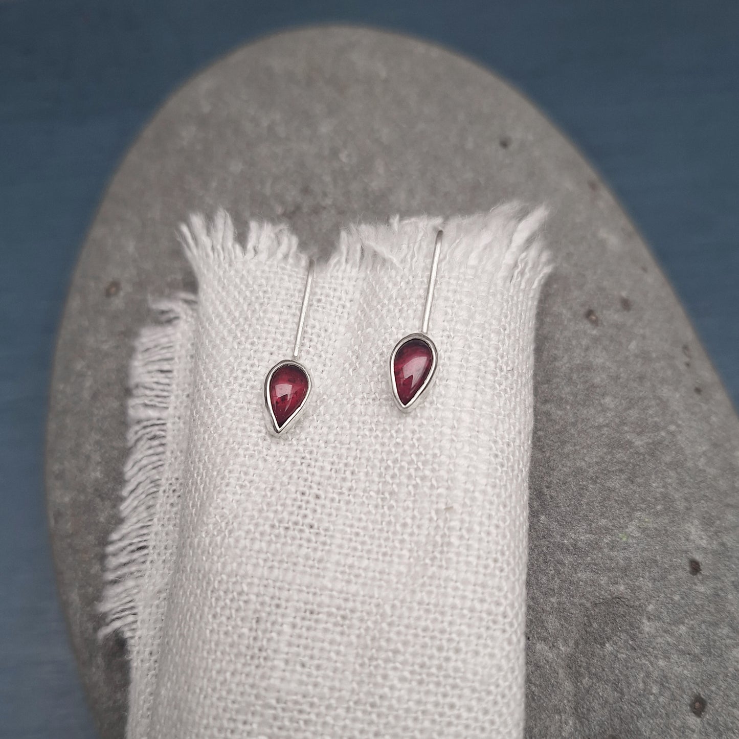 Small garnet threader earrings