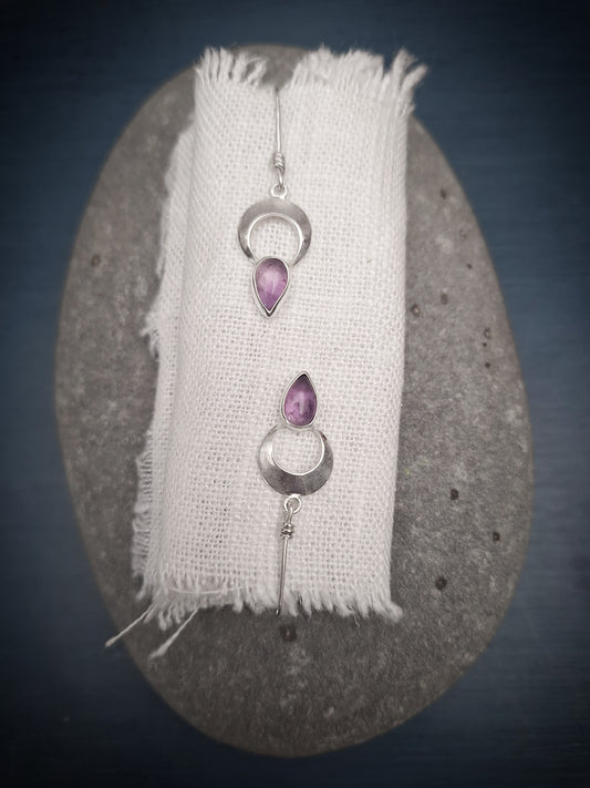 Amethyst moon earrings