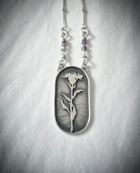 Thistle silhouette necklace
